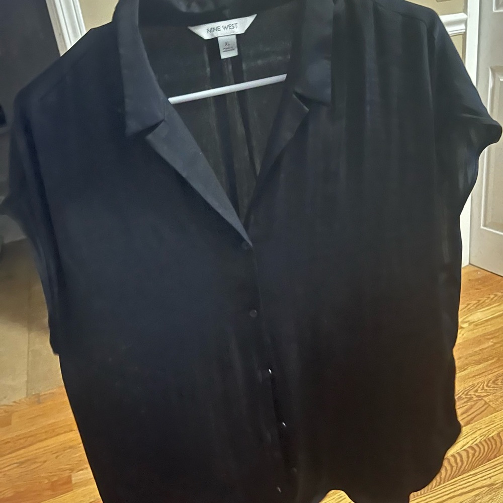 Nine West Black Sheer Blouse